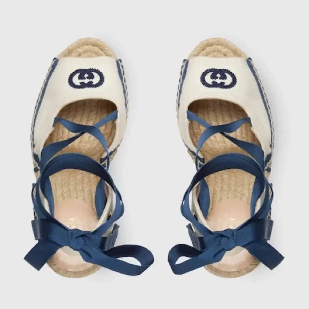 BNWT Gucci Women's Espadrille With Ribbon Tie Size 39.5 US 9.5 $895 - Picture 5 of 6